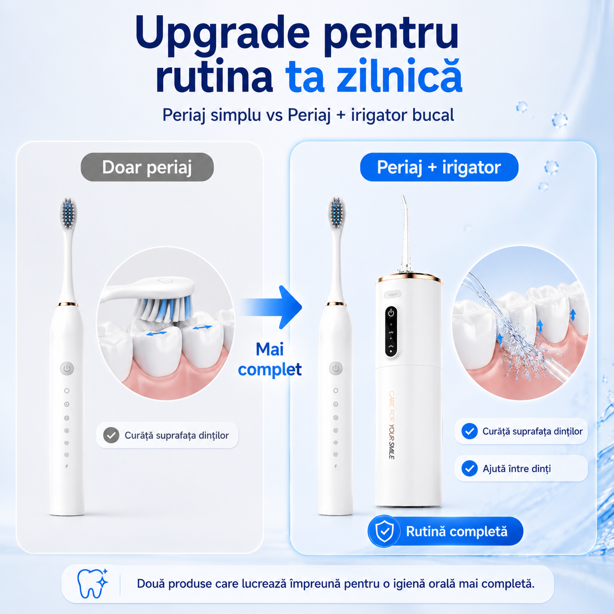 Pachet 2 în 1 - Periuță+Irigator - Rutină Orală Completă