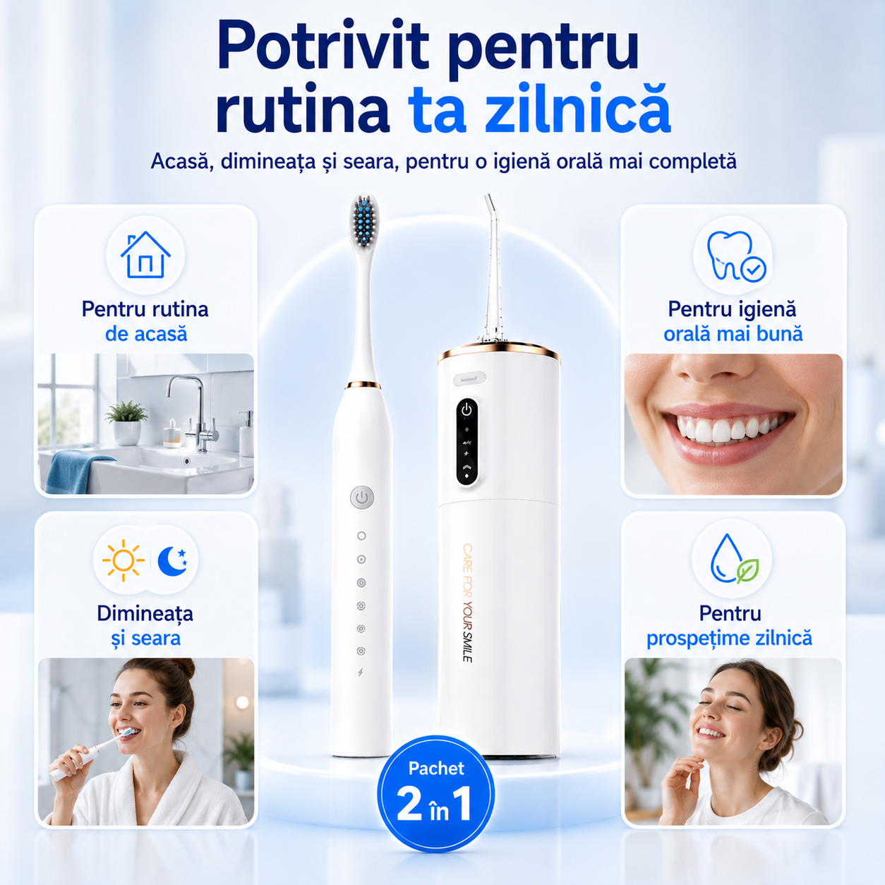 Pachet 2 în 1 - Periuță+Irigator - Rutină Orală Completă